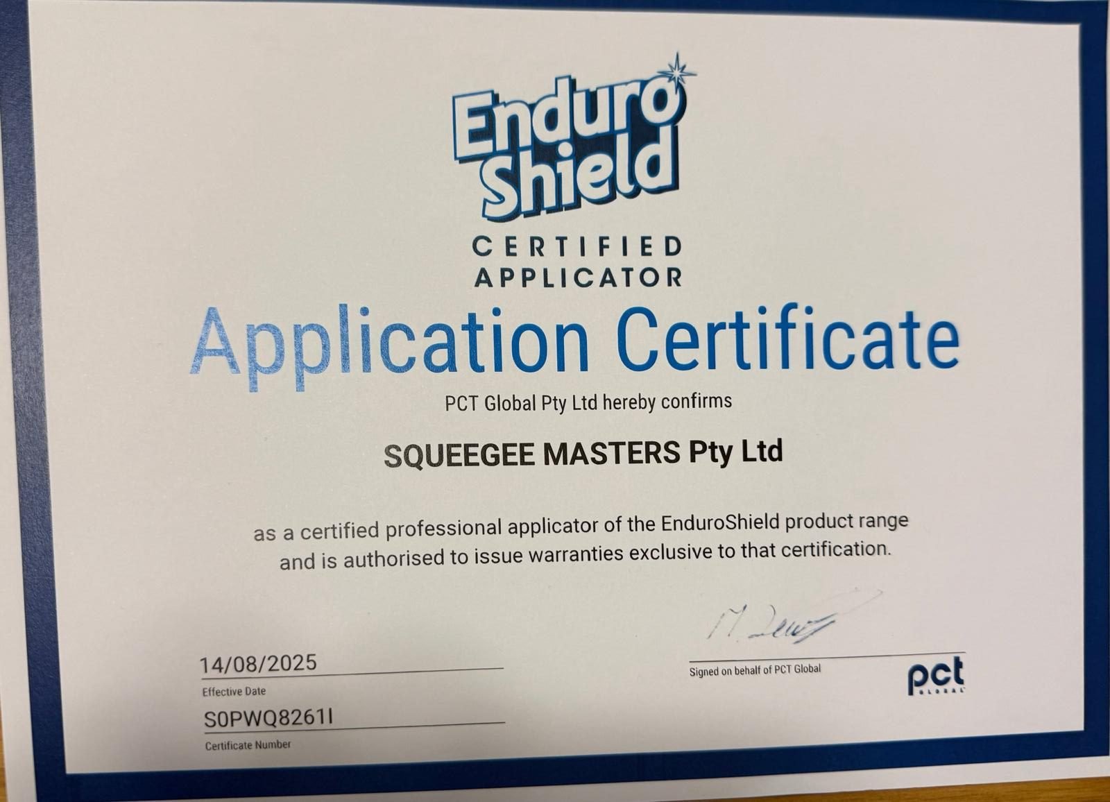 EnduroShield application process on glass