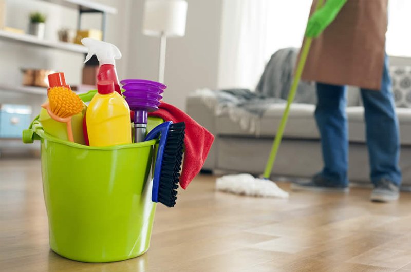 Professional cleaning team at work